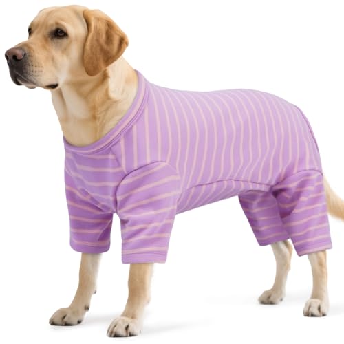 LETSQK Gestreifter Hunde-Pyjama, Thermo-Body für kleine bis große Hunde, Fleece-Hausanzug, dehnbar und maschinenwaschbar, Bauchschnitt für Männer, ideal für Operationen und kaltes Wetter, Lila, Größe LETSQK Gestreifter Hunde-Pyjama, Thermo-Body für kleine bis große Hunde, Fleece-Hausanzug, dehnbar und maschinenwaschbar, Bauchschnitt für Männer, ideal für Operationen und kaltes Wetter, Lila, Größe von LETSQK