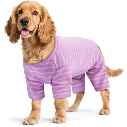 LETSQK Gestreifter Hunde-Pyjama, Thermo-Body für kleine bis große Hunde, Fleece-Hausanzug, dehnbar und maschinenwaschbar, Bauchschnitt für Männer, ideal für Operationen und kaltes Wetter, Lila, Größe LETSQK Gestreifter Hunde-Pyjama, Thermo-Body für kleine bis große Hunde, Fleece-Hausanzug, dehnbar und maschinenwaschbar, Bauchschnitt für Männer, ideal für Operationen und kaltes Wetter, Lila, Größe von LETSQK