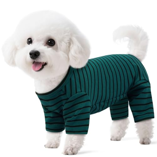 LETSQK Gestreifter Hunde-Pyjama für kleine bis große Hunde, Fleece-Hausanzug, dehnbar und maschinenwaschbar, Bauchschnitt für Männer, ideal für Operationen und kaltes Wetter, Grün, Größe S LETSQK Gestreifter Hunde-Pyjama für kleine bis große Hunde, Fleece-Hausanzug, dehnbar und maschinenwaschbar, Bauchschnitt für Männer, ideal für Operationen und kaltes Wetter, Grün, Größe S von LETSQK