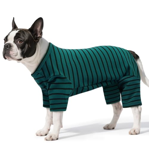 LETSQK Gestreifter Hunde-Pyjama für kleine bis große Hunde, Fleece-Hausanzug, dehnbar und maschinenwaschbar, Bauchschnitt für Männer, ideal für Operationen und kaltes Wetter, Grün, Größe XL LETSQK Gestreifter Hunde-Pyjama für kleine bis große Hunde, Fleece-Hausanzug, dehnbar und maschinenwaschbar, Bauchschnitt für Männer, ideal für Operationen und kaltes Wetter, Grün, Größe XL von LETSQK
