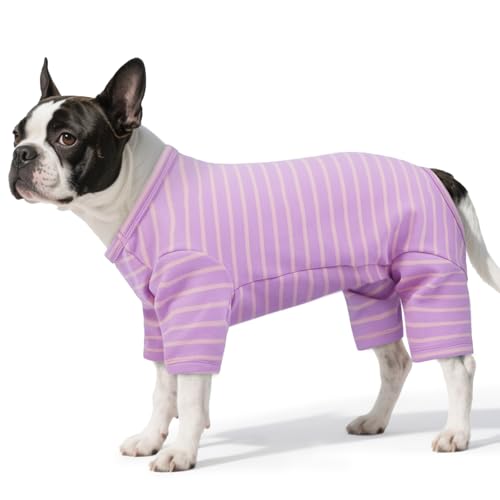 LETSQK Gestreifter Hunde-Pyjama für kleine bis große Hunde, Fleece-Hausanzug, dehnbar und maschinenwaschbar, Bauchschnitt für Männer, ideal für Operationen und kaltes Wetter, Lila, Größe XL LETSQK Gestreifter Hunde-Pyjama für kleine bis große Hunde, Fleece-Hausanzug, dehnbar und maschinenwaschbar, Bauchschnitt für Männer, ideal für Operationen und kaltes Wetter, Lila, Größe XL von LETSQK