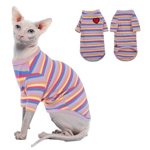 LETSQK Niedliches Katzen-T-Shirt, Kätzchenkleidung, T-Shirts für Sphynx-Katzen mit langen Ärmeln, Katzenbekleidung, Katzenkostüme nur für Katzen, Sphynx Katzentuch, weiches Katzen-T-Shirt, Violett, LETSQK Niedliches Katzen-T-Shirt, Kätzchenkleidung, T-Shirts für Sphynx-Katzen mit langen Ärmeln, Katzenbekleidung, Katzenkostüme nur für Katzen, Sphynx Katzentuch, weiches Katzen-T-Shirt, Violett, von LETSQK