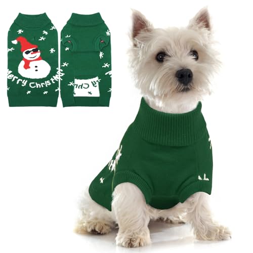Lustiger Schneemann-Hundepullover – Dicker Strick-Weihnachtspullover für kleine, mittelgroße Hunde, Mädchen, Jungen, warme Urlaubskleidung, Pullover mit Loch für die Leine und Rollkragen für Lustiger Schneemann-Hundepullover – Dicker Strick-Weihnachtspullover für kleine, mittelgroße Hunde, Mädchen, Jungen, warme Urlaubskleidung, Pullover mit Loch für die Leine und Rollkragen für von LETSQK