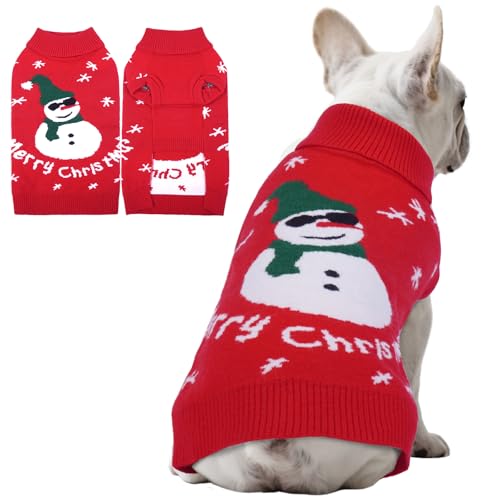 Lustiger Schneemann-Hundepullover – Dicker Strick-Weihnachtspullover für kleine, mittelgroße Hunde, Mädchen, Jungen, warme Urlaubskleidung, Pullover mit Loch für die Leine und Rollkragen für Lustiger Schneemann-Hundepullover – Dicker Strick-Weihnachtspullover für kleine, mittelgroße Hunde, Mädchen, Jungen, warme Urlaubskleidung, Pullover mit Loch für die Leine und Rollkragen für von LETSQK