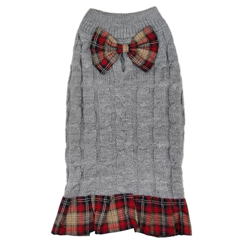 Pullover mit Loch für die Leine für kleine und mittelgroße Hunde, gestrickter Rollkragenpullover für Herbst und Winter, Französische Bulldogge für Chihuahua, Grau, Größe L Pullover mit Loch für die Leine für kleine und mittelgroße Hunde, gestrickter Rollkragenpullover für Herbst und Winter, Französische Bulldogge für Chihuahua, Grau, Größe L von LETSQK