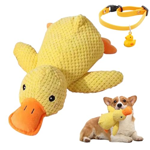 LETTERASHQP Beruhigende Ente Für Hunde Kuscheltier Ente Anti Stress Ente Für Hunde Beruhigendes Enten Hundespielzeug Ente Squeak für Welpen Kreatives Plüsch Hundespielzeug Weiches Kissen von LETTERASHQP