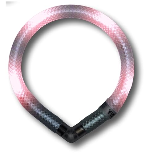 LEUCHTIE® Leuchthalsband Mini für Hunde, wasserdichtes LED Halsband, enorm hell, 50h Leuchtdauer, für kleine Hunde Blush Größe 32,5 von LEUCHTIE