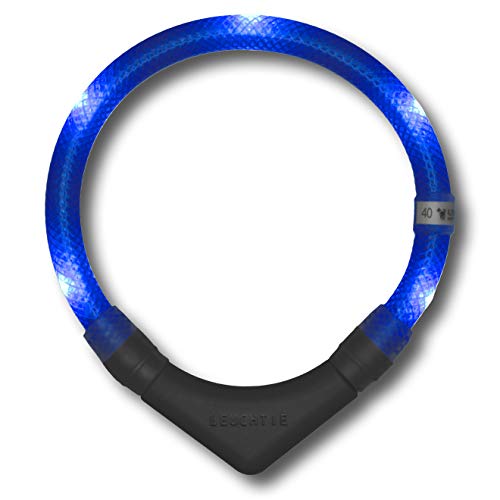 LEUCHTIE® Leuchthalsband Plus blau Größe 50 I LED Halsband für Hunde I 100 h Leuchtdauer I wasserdicht I enorm hell von LEUCHTIE