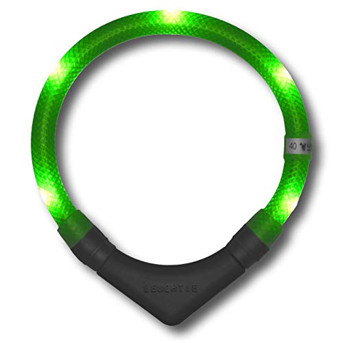 LEUCHTIE® Leuchthalsband Plus neongrün Größe 37,5 I LED Halsband für Hunde I 100 h Leuchtdauer I wasserdicht I enorm hell von LEUCHTIE