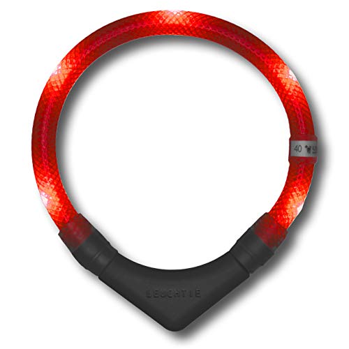 LEUCHTIE® Leuchthalsband Plus rot Größe 40 I LED Halsband für Hunde I 100 h Leuchtdauer I wasserdicht I enorm hell von LEUCHTIE