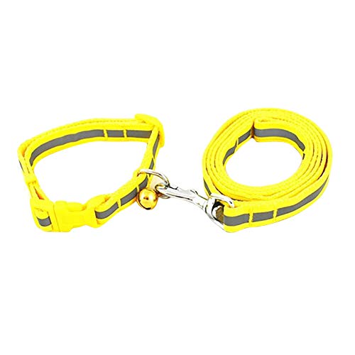 LEUM SHOP Hundeleine, verstellbar, reflektierend, mit Glöckchenhalsband und Leine, Gelb von LEUM SHOP