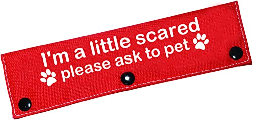 Lustige Hundeleine, mit Aufschrift "I'm a little scared please ask to pet Leash Wrap Alert Hängende ID Patch Tag Haustier Geburtstagsgeschenk (kleine Angsthülle) von LEVLO