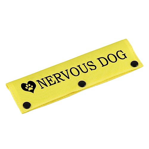 Lustige Hundeleinen-Hülle – nervöser Hund, Warnung, zum Aufhängen, Ausweis, Haustier-Geburtstagsgeschenk (YE Sleeve) von LEVLO