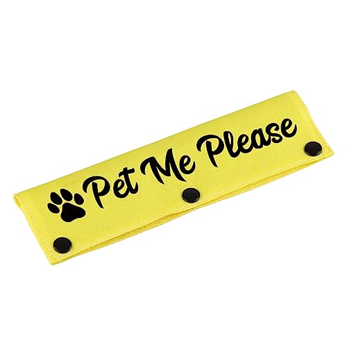 Lustige Hundeleinenhülse Pet Me Please Dog Leash Wrap Wrap Wrap Alert Hanging ID Patch Tag Pet Birthday Gift (Pet Me Please-YE Sleeve) von LEVLO