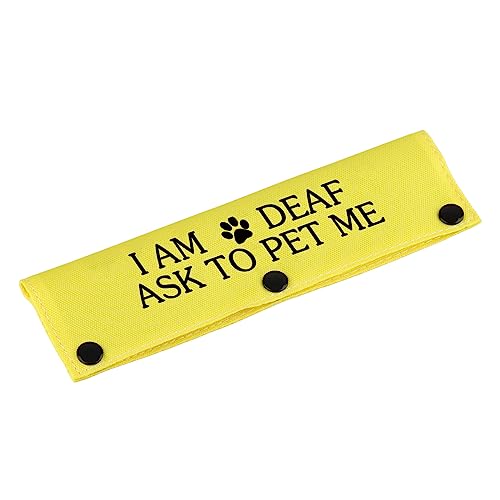 Lustige Hundeleinenhülse mit Aufschrift "I Am Deaf Ask to Pet Me" für Hundeleine, zum Aufhängen, für spezielle Bedürfnisse (I Am Deaf-YE Sleeve) von LEVLO