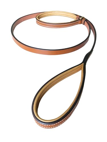 LEXNEL Retrieverleine aus echtem Leder, 1,7 m, verstellbar, dünn, mit weichem Griff, langlebige Premium-Qualität, starke Lederleine für kleine, mittelgroße und große Hunde, Braun von LEXNEL