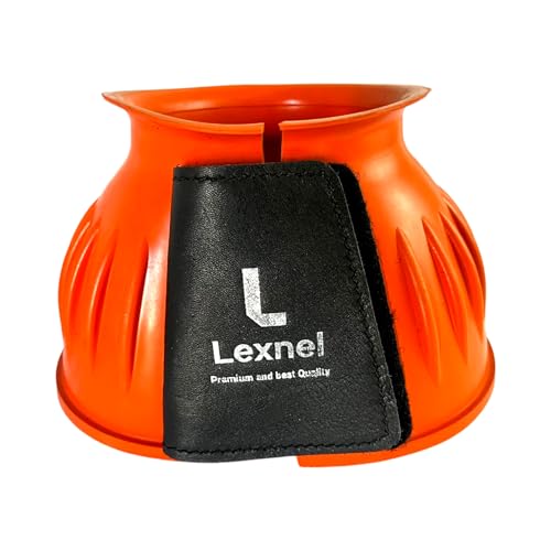 Lexnel Gummi-Pferdeglocken – langlebiger Übergreifschutz & sicherer Klettverschluss (S-Orange) von LEXNEL