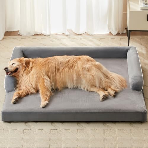 LEXTRO Orthopädische Hundebetten für große Hunde, wasserdichtes großes Hundebett mit Seiten, waschbares Couch-Hundebett mit abnehmbarem Kissenbezug und rutschfester Unterseite, Haustierbett für große LEXTRO Orthopädische Hundebetten für große Hunde, wasserdichtes großes Hundebett mit Seiten, waschbares Couch-Hundebett mit abnehmbarem Kissenbezug und rutschfester Unterseite, Haustierbett für große von LEXTRO