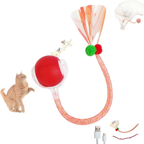 Interaktiver Elektrischer katzenspielzeug ball mit 2 Schwänzen – Wiederaufladbares Katzenspielzeug für Selbstbeschäftigung, Drei Geschwindigkeiten einstellbar Automatischer Rollball für Indoor-Katzen Interaktiver Elektrischer katzenspielzeug ball mit 2 Schwänzen – Wiederaufladbares Katzenspielzeug für Selbstbeschäftigung, Drei Geschwindigkeiten einstellbar Automatischer Rollball für Indoor-Katzen von LEYMENCOJ