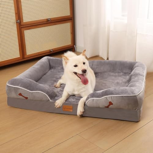 Orthopädisches Hundebett, sehr bequem, atmungsaktives und wasserdichtes Haustierbett, Eierschaum-Sofabett, Hellgrau, 80 x 62 x 17 cm Orthopädisches Hundebett, sehr bequem, atmungsaktives und wasserdichtes Haustierbett, Eierschaum-Sofabett, Hellgrau, 80 x 62 x 17 cm von LEYUMUVI