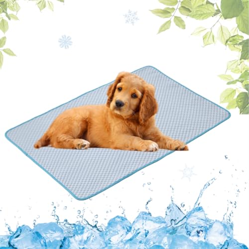 LEZUAN Kühlmatte Hunde, Waschbar Kühldecke Katzen, Sommer Selbstkühlende Hundematte, Ungiftig Kühlkissen für Haustiere, Selbst Kühlende Hund Kältematte(Blau,40x50cm) von LEZUAN