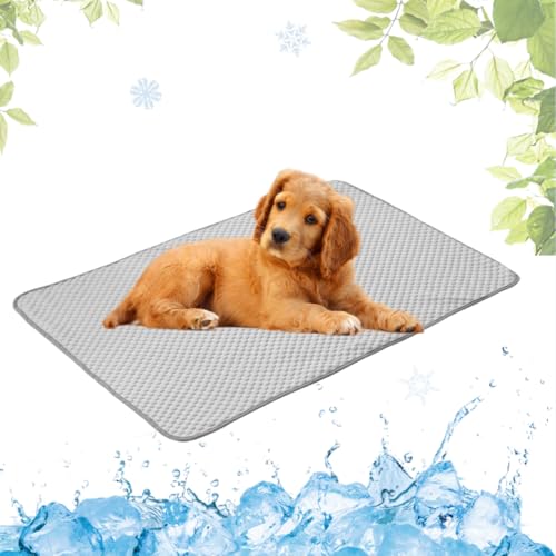 LEZUAN Kühlmatte Hunde, Waschbar Kühldecke Katzen, Sommer Selbstkühlende Hundematte, Ungiftig Kühlkissen für Haustiere, Selbst Kühlende Hund Kältematte(Grau,40x50cm) von LEZUAN