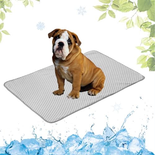 LEZUAN Kühlmatte Hunde, Waschbar Kühldecke Katzen, Sommer Selbstkühlende Hundematte, Ungiftig Kühlkissen für Haustiere, Selbst Kühlende Hund Kältematte(Grau,50x60cm) von LEZUAN