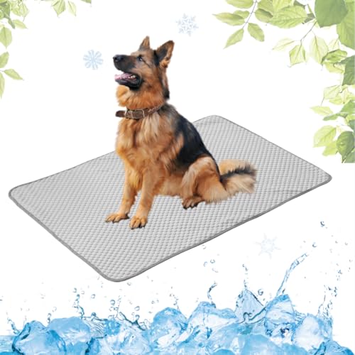 LEZUAN Kühlmatte Hunde, Waschbar Kühldecke Katzen, Sommer Selbstkühlende Hundematte, Ungiftig Kühlkissen für Haustiere, Selbst Kühlende Hund Kältematte(Grau,70x100cm) von LEZUAN