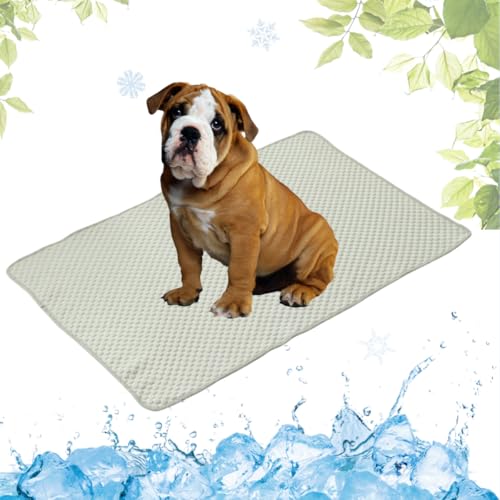 LEZUAN Kühlmatte Hunde, Waschbar Kühldecke Katzen, Sommer Selbstkühlende Hundematte, Ungiftig Kühlkissen für Haustiere, Selbst Kühlende Hund Kältematte(Grün,50x60cm) von LEZUAN