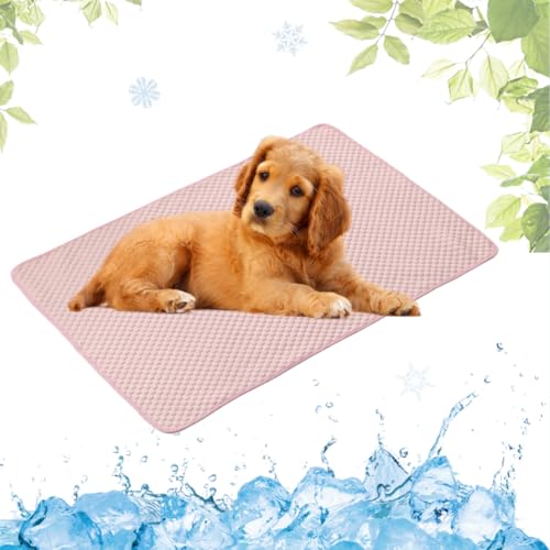 LEZUAN Kühlmatte Hunde, Waschbar Kühldecke Katzen, Sommer Selbstkühlende Hundematte, Ungiftig Kühlkissen für Haustiere, Selbst Kühlende Hund Kältematte(Rosa,40x50cm) von LEZUAN
