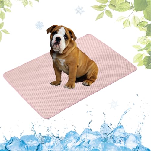 LEZUAN Kühlmatte Hunde, Waschbar Kühldecke Katzen, Sommer Selbstkühlende Hundematte, Ungiftig Kühlkissen für Haustiere, Selbst Kühlende Hund Kältematte(Rosa,50x60cm) von LEZUAN