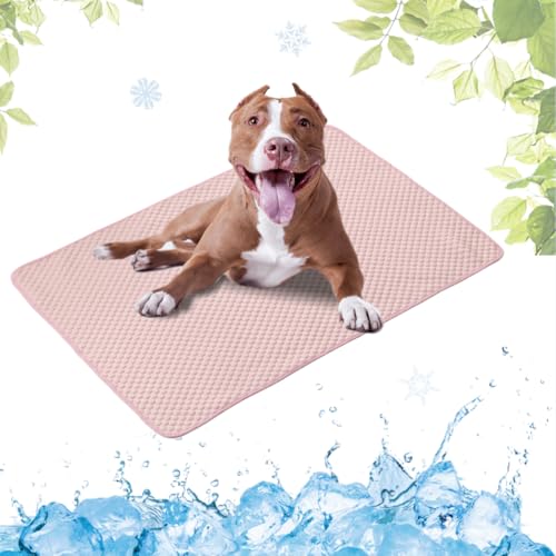 LEZUAN Kühlmatte Hunde, Waschbar Kühldecke Katzen, Sommer Selbstkühlende Hundematte, Ungiftig Kühlkissen für Haustiere, Selbst Kühlende Hund Kältematte(Rosa,60x80cm) von LEZUAN