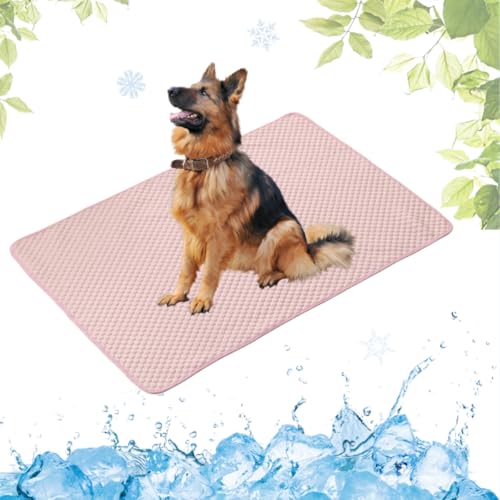 LEZUAN Kühlmatte Hunde, Waschbar Kühldecke Katzen, Sommer Selbstkühlende Hundematte, Ungiftig Kühlkissen für Haustiere, Selbst Kühlende Hund Kältematte(Rosa,70x100cm) von LEZUAN