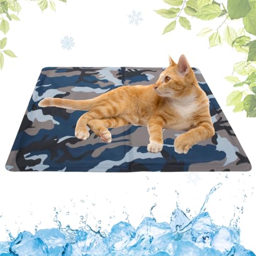 LEZUAN Kühlmatte Hunde mit Ungiftiges Gel, Selbstkühlende Hundematte Kratzfeste, Waschbar Kühlkissen für Haustiere, Langlebige Hund Kältematte, Perfekt für heißen Sommer(Tarnung,30x40cm) von LEZUAN