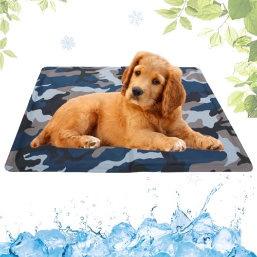 LEZUAN Kühlmatte Hunde mit Ungiftiges Gel, Selbstkühlende Hundematte Kratzfeste, Waschbar Kühlkissen für Haustiere, Langlebige Hund Kältematte, Perfekt für heißen Sommer(Tarnung,40x50cm) von LEZUAN