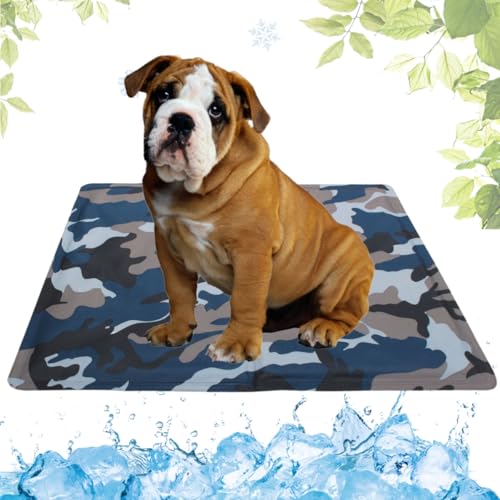 LEZUAN Kühlmatte Hunde mit Ungiftiges Gel, Selbstkühlende Hundematte Kratzfeste, Waschbar Kühlkissen für Haustiere, Langlebige Hund Kältematte, Perfekt für heißen Sommer(Tarnung,50x65cm) von LEZUAN