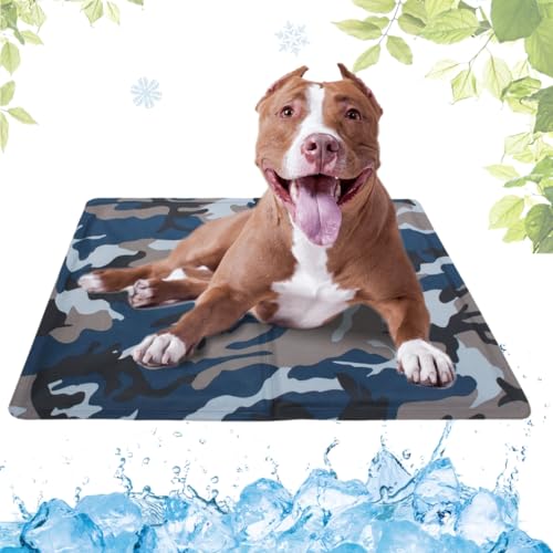LEZUAN Kühlmatte Hunde mit Ungiftiges Gel, Selbstkühlende Hundematte Kratzfeste, Waschbar Kühlkissen für Haustiere, Langlebige Hund Kältematte, Perfekt für heißen Sommer(Tarnung,50x90cm) von LEZUAN