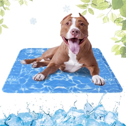 LEZUAN Kühlmatte Hunde mit Ungiftiges Gel, Selbstkühlende Hundematte Kratzfeste, Waschbar Kühlkissen für Haustiere, Langlebige Hund Kältematte, Perfekt für heißen Sommer(Wasserwellen,50x90cm) LEZUAN Kühlmatte Hunde mit Ungiftiges Gel, Selbstkühlende Hundematte Kratzfeste, Waschbar Kühlkissen für Haustiere, Langlebige Hund Kältematte, Perfekt für heißen Sommer(Wasserwellen,50x90cm) von LEZUAN