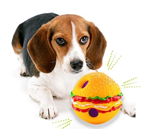 (1 Stück) 10.2 cm Hamburger-Haustierball, Wackel-Kichern, Hamburger-Hundeball, seltsamer Hundespielzeugball, Haustierball, Trainingsspielball, das beste lustige Kichergeräusch-Hundespielzeug, TV von LFCToys