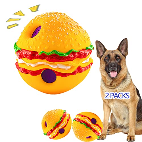 (2er-Pack) 10.2 cm Hamburger-Haustierball, Wackel-Hamburger-Hundeball, seltsamer Hundespielzeugball, Haustierball, Trainingsspielball, interaktives Spielzeug für kleine, Hundespielzeug, TV von LFCToys