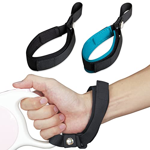 LFCXHTY Verstellbare Handschlaufe, Hundeleine, Handgelenk-Sicherheitsgurt, 2 Stück, weich, bequem, Tauchstoff, Handschlaufe, Hundeleine für einziehbare Hundeleine (Schwarz und Blau) von LFCXHTY