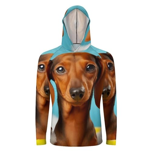 Sonnenschutz-Shirt, langärmelig, mit Kapuze, Dackel, leicht, Rashguard, schnell trocknend, Sonnenshirt für Outdoor, Dackel, Größe XXXL Sonnenschutz-Shirt, langärmelig, mit Kapuze, Dackel, leicht, Rashguard, schnell trocknend, Sonnenshirt für Outdoor, Dackel, Größe XXXL von LFDSPYJE