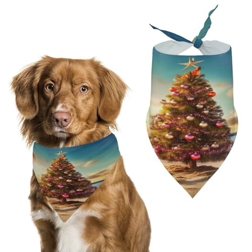 Halstuch für Hunde und Hunde, Motiv: Weihnachtsbaum am Strand, waschbar, bedruckt, Dreieck, Halstuch für Hunde oder Katzen Halstuch für Hunde und Hunde, Motiv: Weihnachtsbaum am Strand, waschbar, bedruckt, Dreieck, Halstuch für Hunde oder Katzen von LFDSYEOQ