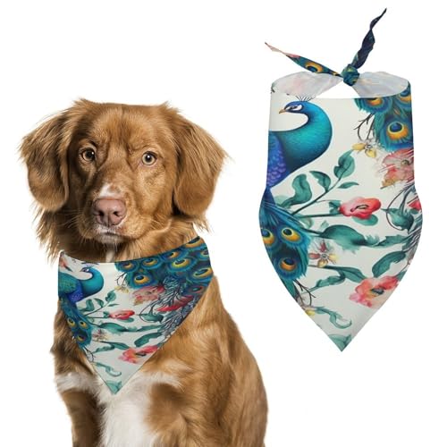 Halstücher für Hunde und Hunde, Motiv: schöne Pfauenblumen, waschbar, bedruckt, Dreieckstuch für Hunde oder Katzen Halstücher für Hunde und Hunde, Motiv: schöne Pfauenblumen, waschbar, bedruckt, Dreieckstuch für Hunde oder Katzen von LFDSYEOQ