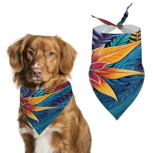 Hundehalstuch, Halstuch, Motiv: tropische Blätter, Stammes-Design, waschbar, bedruckt, Lätzchen, Halstuch, Zubehör, Dreieckstuch für Hunde oder Katzen Hundehalstuch, Halstuch, Motiv: tropische Blätter, Stammes-Design, waschbar, bedruckt, Lätzchen, Halstuch, Zubehör, Dreieckstuch für Hunde oder Katzen von LFDSYEOQ