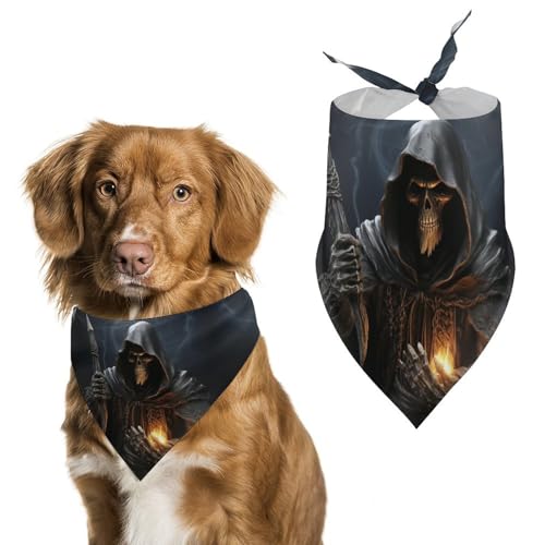 Hundehalstuch, Motiv: Sensenmann, waschbar, bedruckt, Lätzchen, Zubehör, Dreieckstuch für Hunde oder Katzen Hundehalstuch, Motiv: Sensenmann, waschbar, bedruckt, Lätzchen, Zubehör, Dreieckstuch für Hunde oder Katzen von LFDSYEOQ