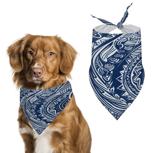 Hundehalstuch, blau, polynesisches Maori-Stammesmuster, waschbar, bedruckt, Lätzchen, Halstuch, Zubehör, Dreieckstuch für Hunde oder Katzen Hundehalstuch, blau, polynesisches Maori-Stammesmuster, waschbar, bedruckt, Lätzchen, Halstuch, Zubehör, Dreieckstuch für Hunde oder Katzen von LFDSYEOQ