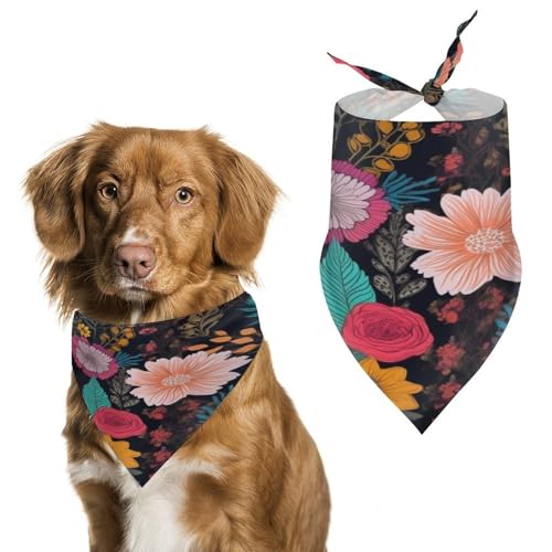 Hundehalstuch, bunt, Boho-Blumenmuster, waschbar, bedruckt, Lätzchen, Zubehör, Dreieckstuch für Hunde oder Katzen Hundehalstuch, bunt, Boho-Blumenmuster, waschbar, bedruckt, Lätzchen, Zubehör, Dreieckstuch für Hunde oder Katzen von LFDSYEOQ