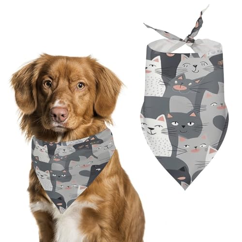 Hundehalstuch, niedliches lustiges graues Katzenmuster, waschbar, bedruckt, Lätzchen, Halstuch, Zubehör, Dreieckstuch für Hunde oder Katzen Hundehalstuch, niedliches lustiges graues Katzenmuster, waschbar, bedruckt, Lätzchen, Halstuch, Zubehör, Dreieckstuch für Hunde oder Katzen von LFDSYEOQ