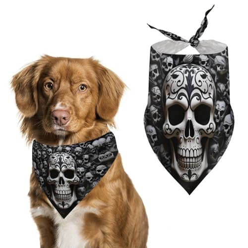Hundehalstücher für Hunde und Hunde, mit Totenköpfen, waschbar, bedruckt, Dreieckstuch für Hunde oder Katzen Hundehalstücher für Hunde und Hunde, mit Totenköpfen, waschbar, bedruckt, Dreieckstuch für Hunde oder Katzen von LFDSYEOQ